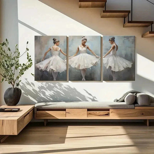 3pcs Ballerina Ballet Dancers Modern Wall Art Set Canvas Framed 40x60cm - High Quality Print 100% Australian Made Wall Canvas Ready to Hang