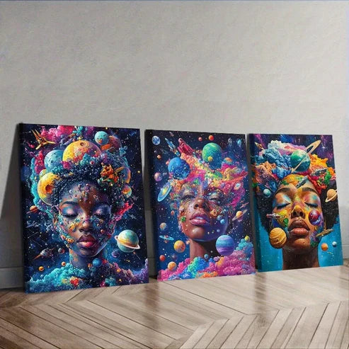 3pcs Art Deco Modern Colorful Face Design Wall Art Canvas Unframed - High Quality Print 100% Australian Made Wall Canvas