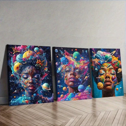 3pcs Art Deco Modern Colorful Face Design Wall Art Canvas Unframed - High Quality Print 100% Australian Made Wall Canvas