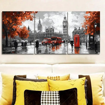 3pcs London Street Scene Wall Art Metal Print Ready to Hang Art