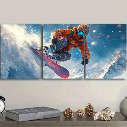 3pcs Snowboarder Wall Art Set Canvas Unframed - High Quality Print 100% Australian Made Wall Canvas