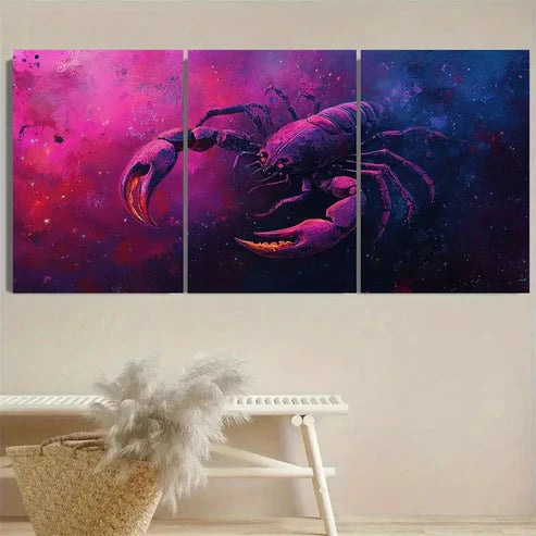 3pcs Vibrant Scorpio Zodiac Wall Art Set Canvas Unframed - High Quality Print 100% Australian Made Wall Canvas