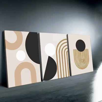 3pcs Abstract Geometric Vertical Oblong Wall Art Set Canvas Framed 40x60cm High Quality Print 100% Australian Made Wall Canvas Ready to Hang