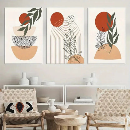 3pcs Vibrant Abstract Geometric Designs Set Metal Print Ready to Hang Art
