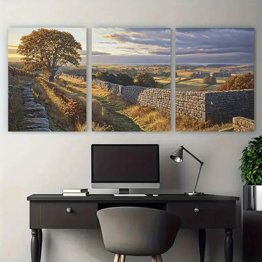 3pcs Vivid Northumberland Travel Inspired Metal Print Ready to Hang Art