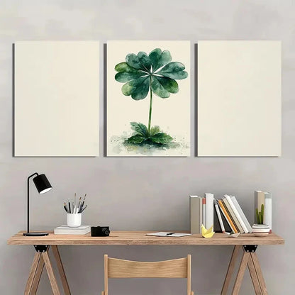 3pcs St. Patrick's Day Shamrock Watercolor Art Metal Print Ready to Hang Art
