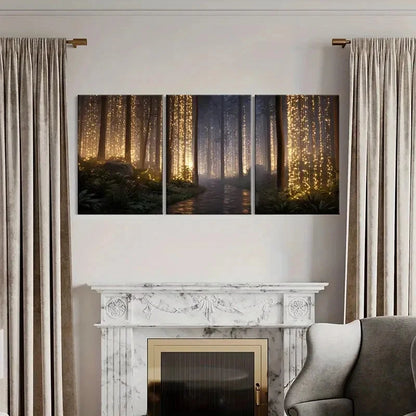3pcs Mystical Nature Enchanted Forest Pathway Metal Print Ready to Hang Art