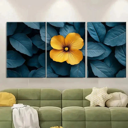 3pcs Exotic Yellow Flower Foliage Picture DT   Wall Art Set Canvas Framed 60x90cm - High Quality Print 100% Australian Made Wall Canvas Ready to Hang