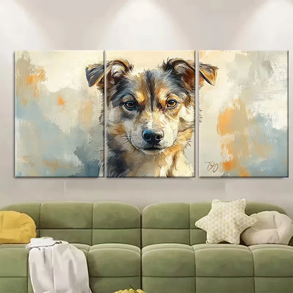 3pcs Dog Portrait Watercolor Painting Metal Print Ready to Hang Art