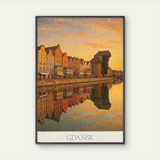 Gdańsk Poland Motlawa River Travel Poster Print Wall Art