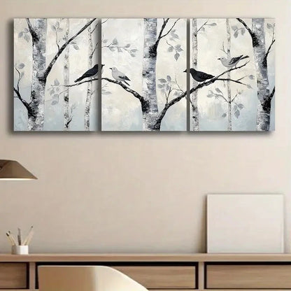 3pcs Silvery Birch Painting Metal Print Ready to Hang Art