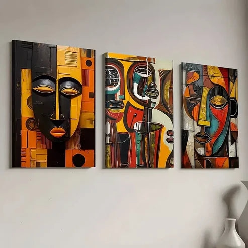 3pcs Modern Abstract Geometric Portrait Canvas Unframed - High Quality Print 100% Australian Made Wall Canvas