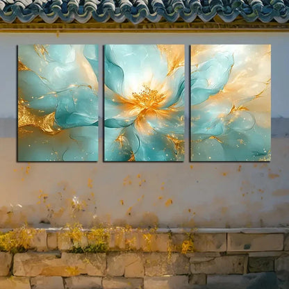 3pcs Vibrant Beautiful Glowing Roses Illustration Metal Print Ready to Hang Art