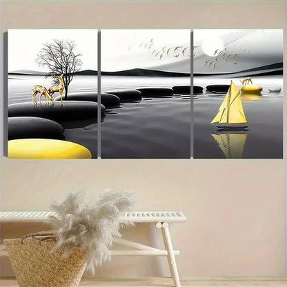 3pcs Surreal Desert Oasis Scene Wall Art Set Canvas Unframed - High Quality Print 100% Australian Made Wall Canvas