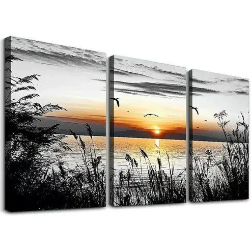 3pcs Abstract Modern Black and White Nature Canvas Unframed - High Quality Print 100% Australian Made Wall Canvas