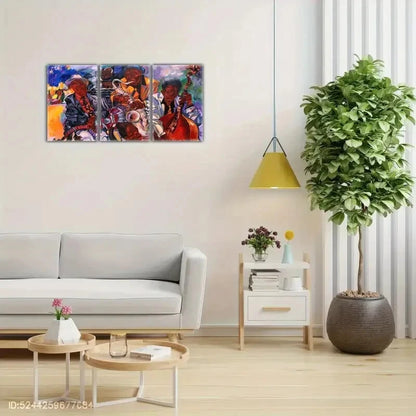 3pcs Saxophone Mural Abstract Music Art Vibrant Metal Print Ready to Hang