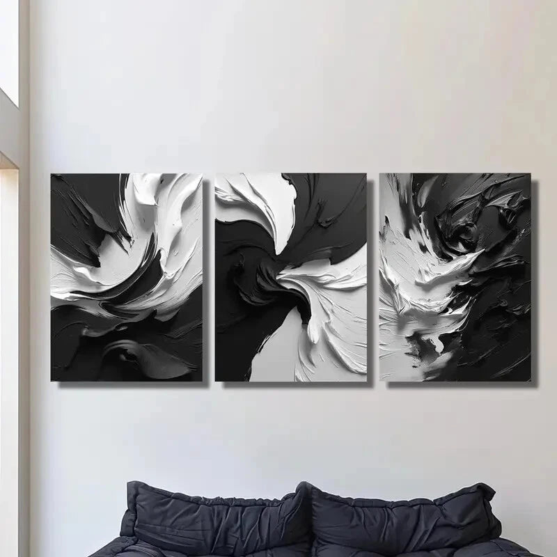 3pcs Featuring a Modern Abstract Minimalist Metal Print Ready to Hang Art