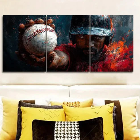 3pcs Baseball Wall Art Set Canvas Unframed - High Quality Print 100% Australian Made Wall Canvas - Bella Home Decor