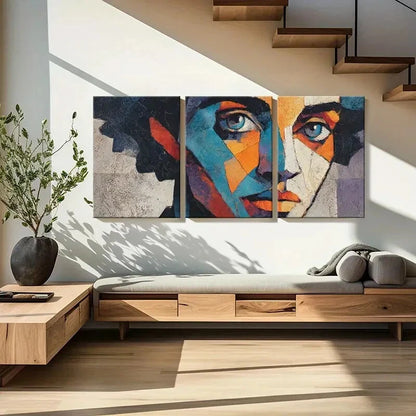 3pcs Abstract Art Vibrant Colors Bold Lines Metal Print Ready to Hang Art