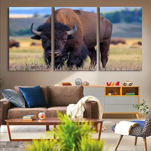 3pcs Western Buffalo Art Picture Print Metal Print Ready to Hang Art