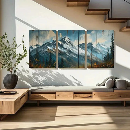 3pcs Alpine Landscape Snowy Peaks Scenery Metal Print Ready to Hang Art