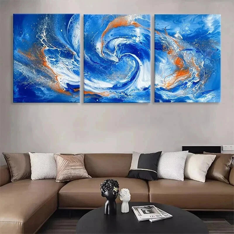 3pcs Abstract Ocean Wave Swirl Fluid Perfect Wall Art Set Canvas Framed 40x60cm - High Quality Print 100% Australian Made Wall Canvas Ready to Hang