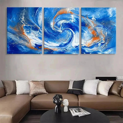 3pcs Abstract Ocean Wave Swirl Fluid Perfect Wall Art Set Canvas Framed 40x60cm - High Quality Print 100% Australian Made Wall Canvas Ready to Hang