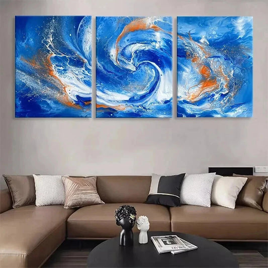 3pcs Abstract Ocean Wave Swirl Fluid Perfect Wall Art Set Canvas Framed 40x60cm - High Quality Print 100% Australian Made Wall Canvas Ready to Hang