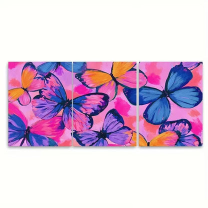 3pcs Pink Girly, Butterfly Coquette Aesthetic Wall Art Canvas Framed 50x70cm - High Quality Print 100% Australian Made Wall Canvas Ready to Hang