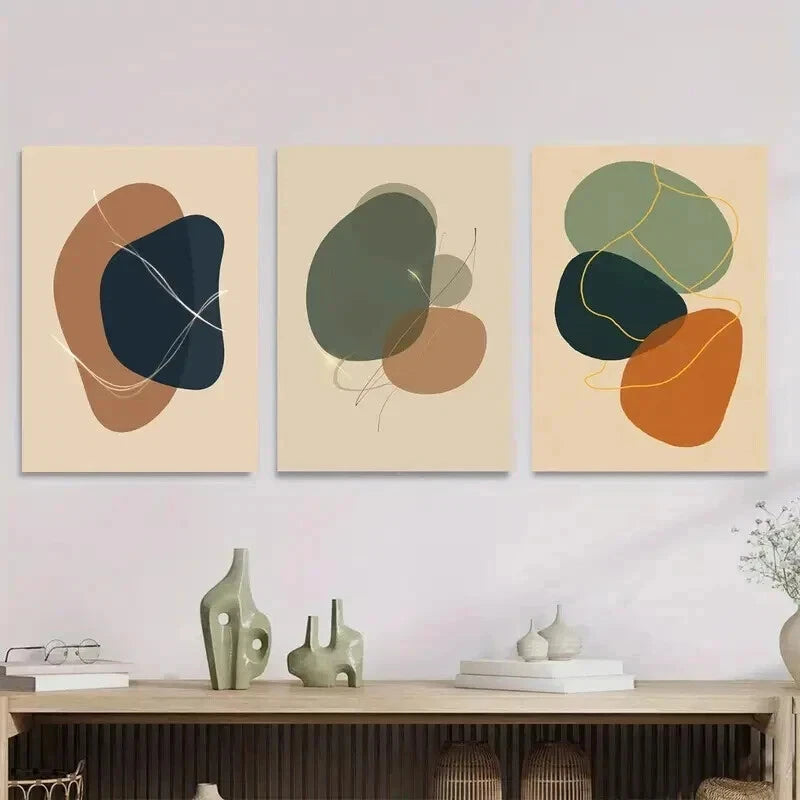 3pcs Abstract Modern Minimalist Wall Art Set Canvas Framed 40x60cm - High Quality Print 100% Australian Made Wall Canvas Ready to Hang