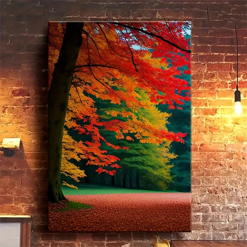 forest and colorful trees, oil painting 60x90cm Metal Print Ready to Hang