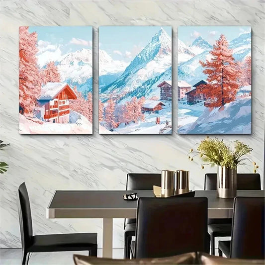 3pcs Switzerland Zermatt Travel Perfect Wall Art Set Canvas Framed 40x60cm - High Quality Print 100% Australian Made Wall Canvas Ready to Hang