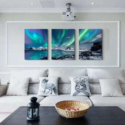3pcs Aurora Vibrant Northern Lights Scenery Metal Print Ready to Hang Art