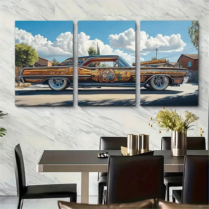 3pcs Vibrant Chicano Lowrider Art Print Metal Print Ready to Hang Art