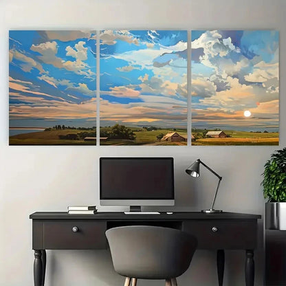 3pcs Rustic Countryside Prairiecore Farmhouse Metal Print Ready to Hang Art
