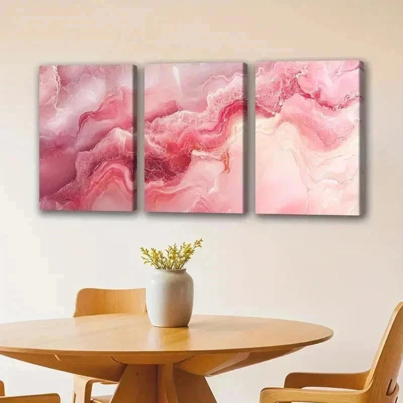 3pcs Pink Marble Texture  wall  Art Set Canvas Framed 60x90cm - High Quality Print 100% Australian Made Wall Canvas Ready to Hang