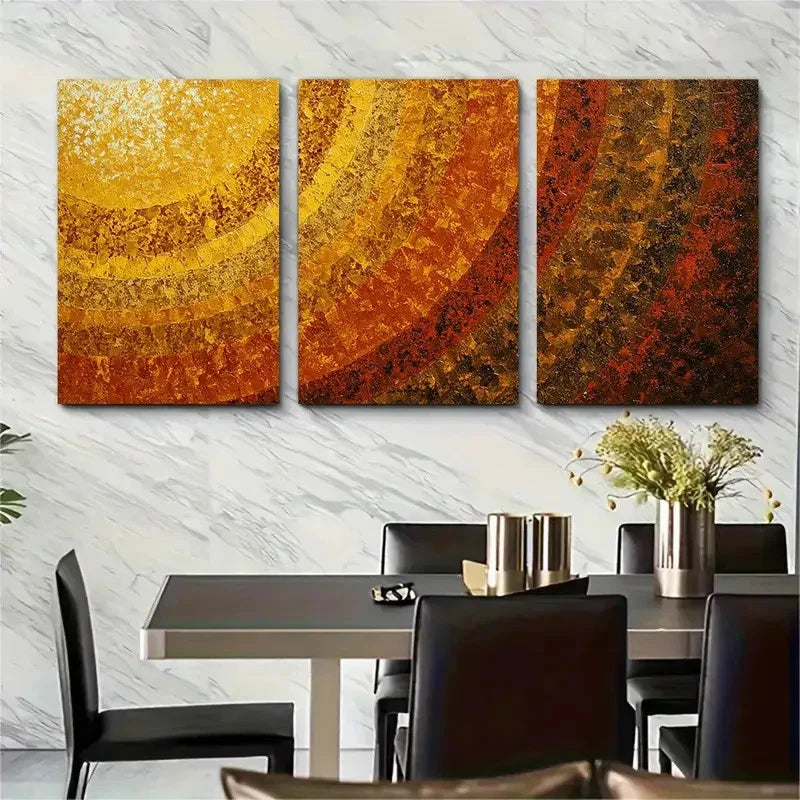 3pcs Sun Glow Orange Yellow Nature Brown Perfect Wall Art Set Canvas Framed 50x70cm - High Quality Print 100% Australian Made Wall Canvas Ready to Hang