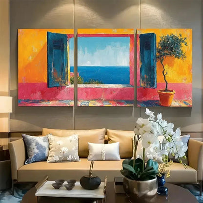 3pcs Matisse Danish Pastel Aesthetic Window Metal Print Ready to Hang Art