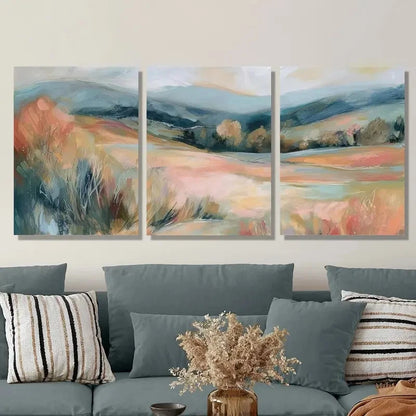 3pcs Impressionist Vintage Forest Landscape Metal Print Ready to Hang Art