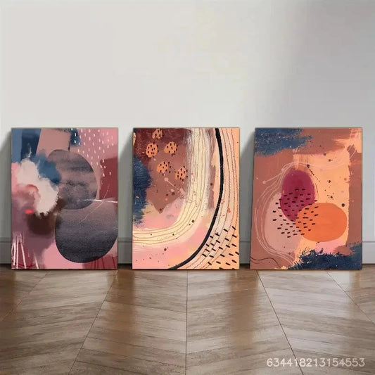 3pcs Line Doodle Decorative Poster Abstract Art Metal Print Ready to Hang Art