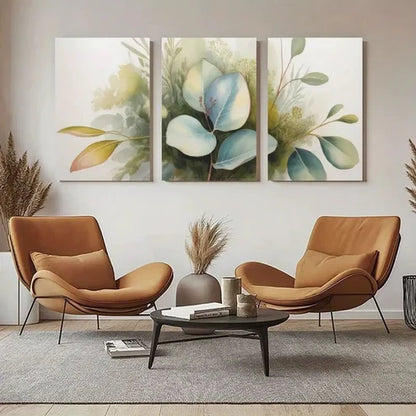 3pcs Greenery Decor Eucalyptus Leaves Wall Art Canvas Unframed - High Quality Print 100% Australian Made Wall Canvas
