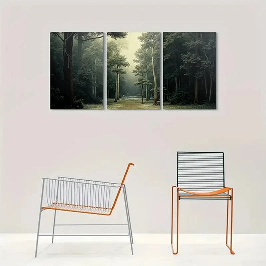 3pcs Tranquil Forest Pathway Nature Inspired Metal Print Ready to Hang Art
