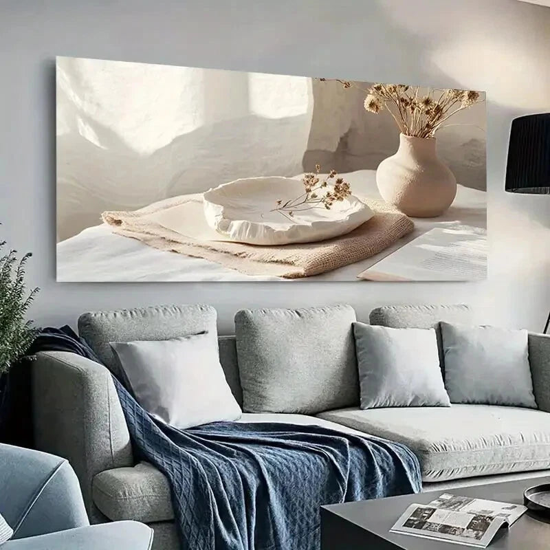 Pastel Flower Vase Vintage wall canvas office home room framed 120x60cm - Bella Home Decor