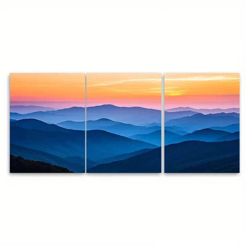 3pcs Majestic Appalachian Mountains Metal Print Ready to Hang Art