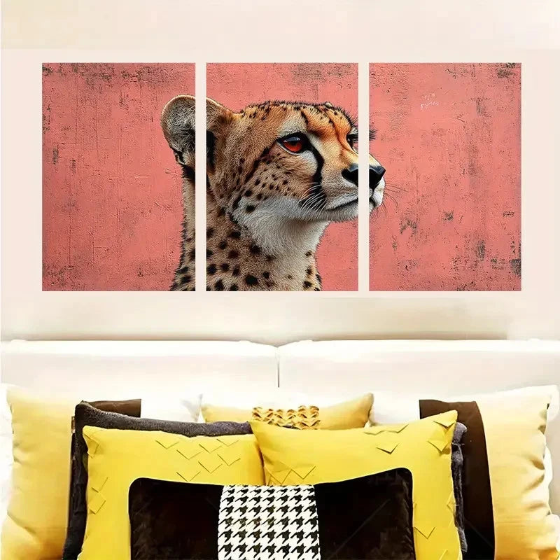 3pcs Crimson Eyed Hunter Cheetah Wall Art Set Canvas Framed 40x60cm - High Quality Print 100% Australian Made Wall Canvas Ready to Hang