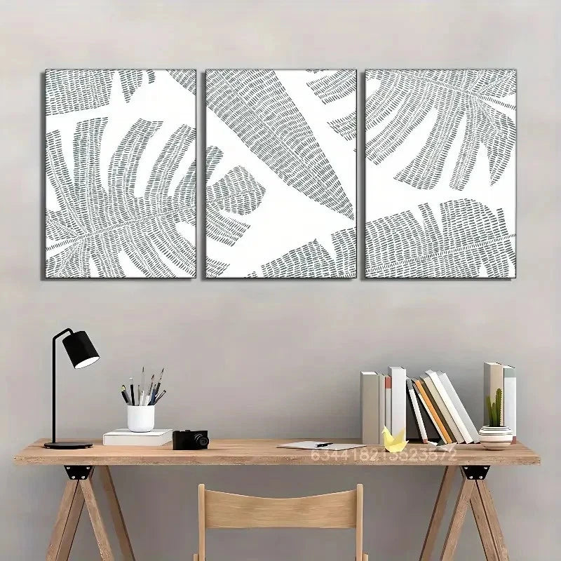 3pcs Tropical Wall Art Palm Leaves Print Metal Print Ready to Hang Art