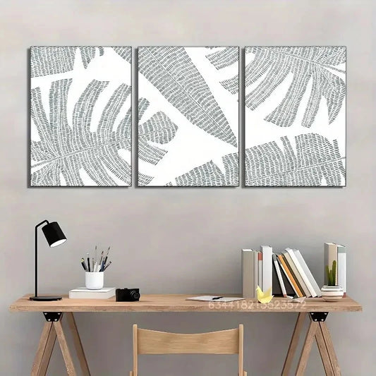3pcs Tropical Wall Art Palm Leaves Print Metal Print Ready to Hang Art
