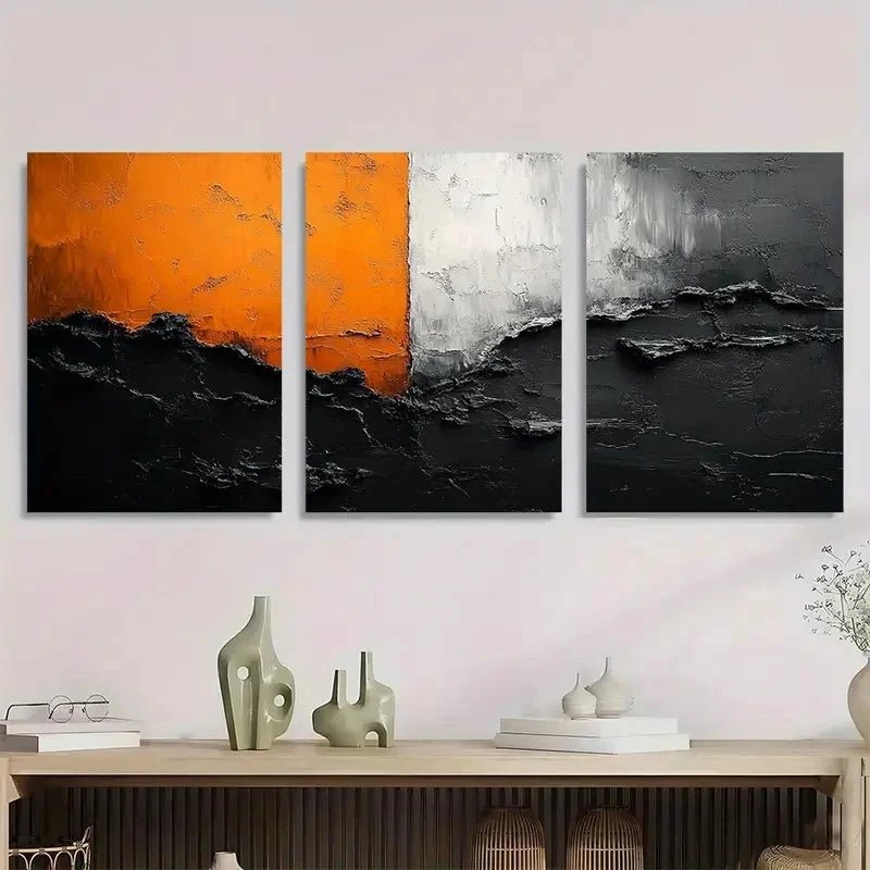 3pcs Black And White Minimalist Abstract Perfect Wall Art Set Canvas Framed 40x60cm - High Quality Print 100% Australian Made Wall Canvas Ready to Hang