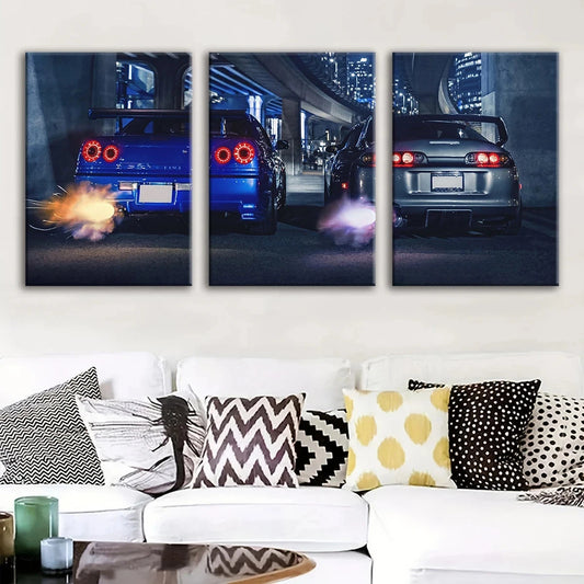 3pcs Passionate Racing Fantasy Metal Print Ready to Hang Art