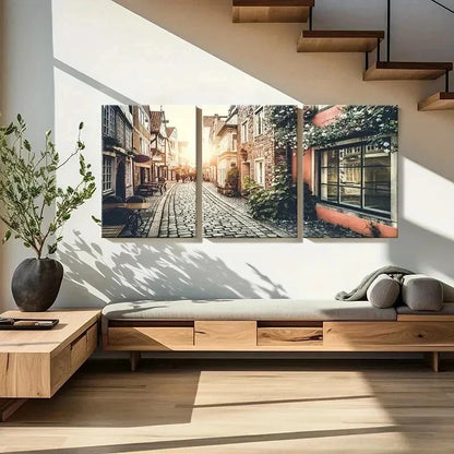 3pcs European Style Street Decoration Wall Art Set Canvas Framed 40x60cm - High Quality Print 100% Australian Made Wall Canvas Ready to Hang